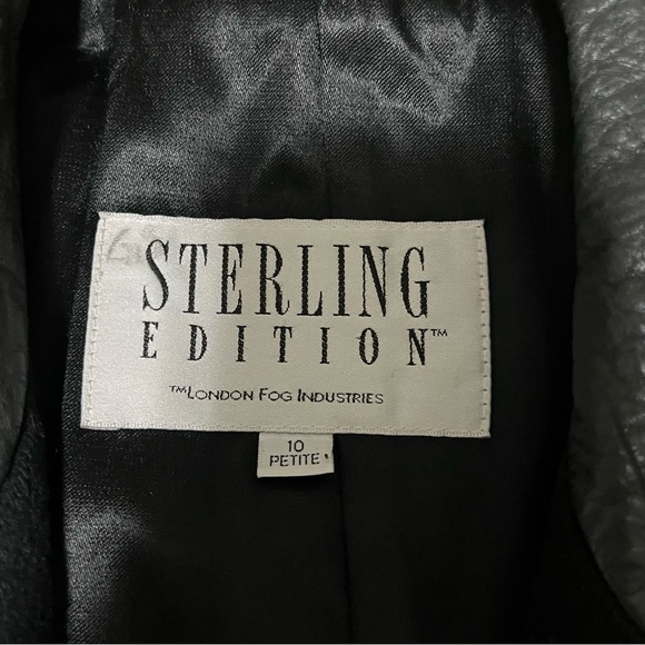 Vintage London Fog Long Wool Double Breasted Leather Collar Coat Black size 10 - Picture 9 of 13